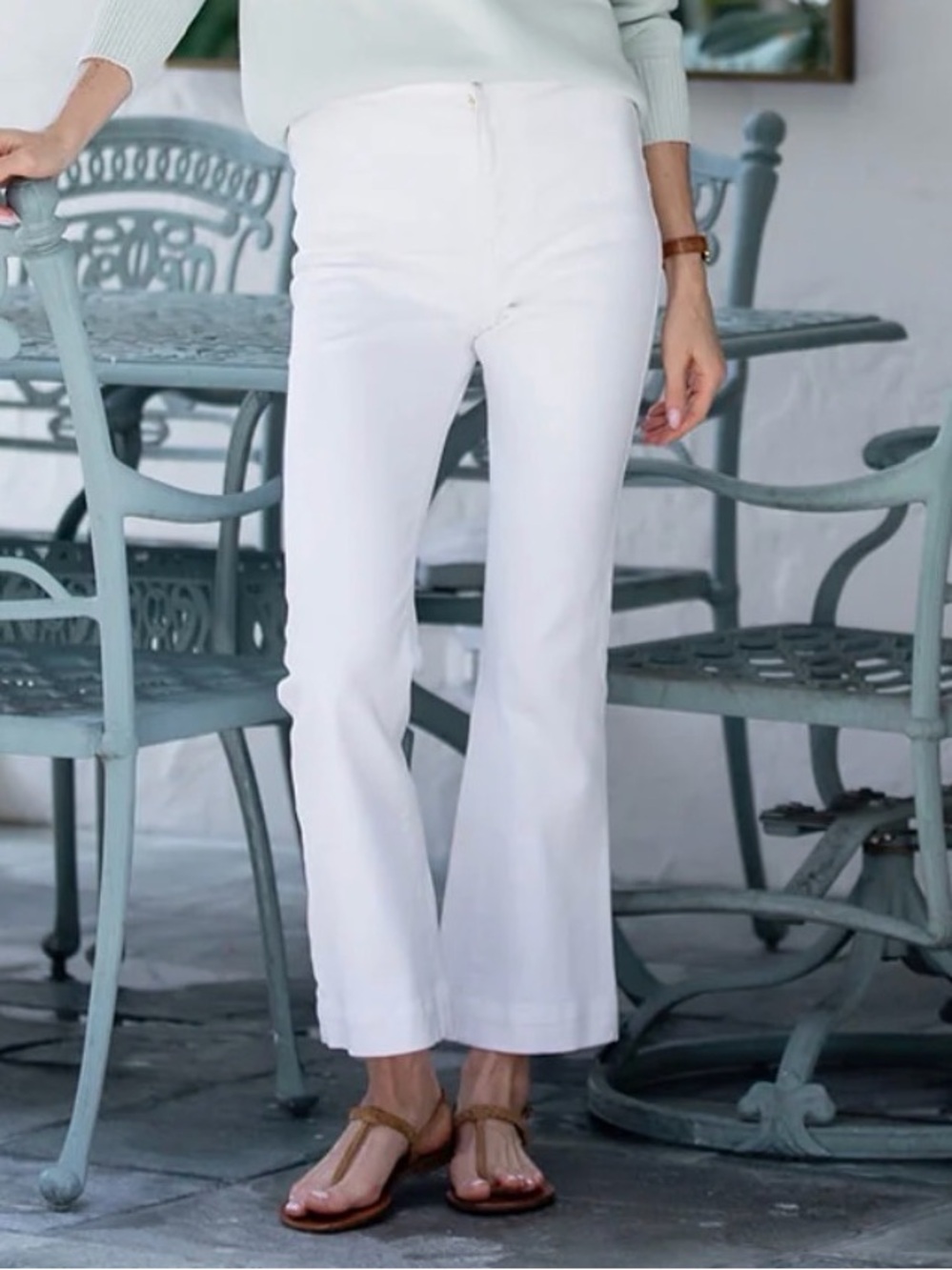 NWT Julia Amory Bell Pant Cotton Twill white - size Large